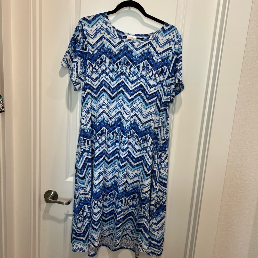 Blue and White Chevron Dress